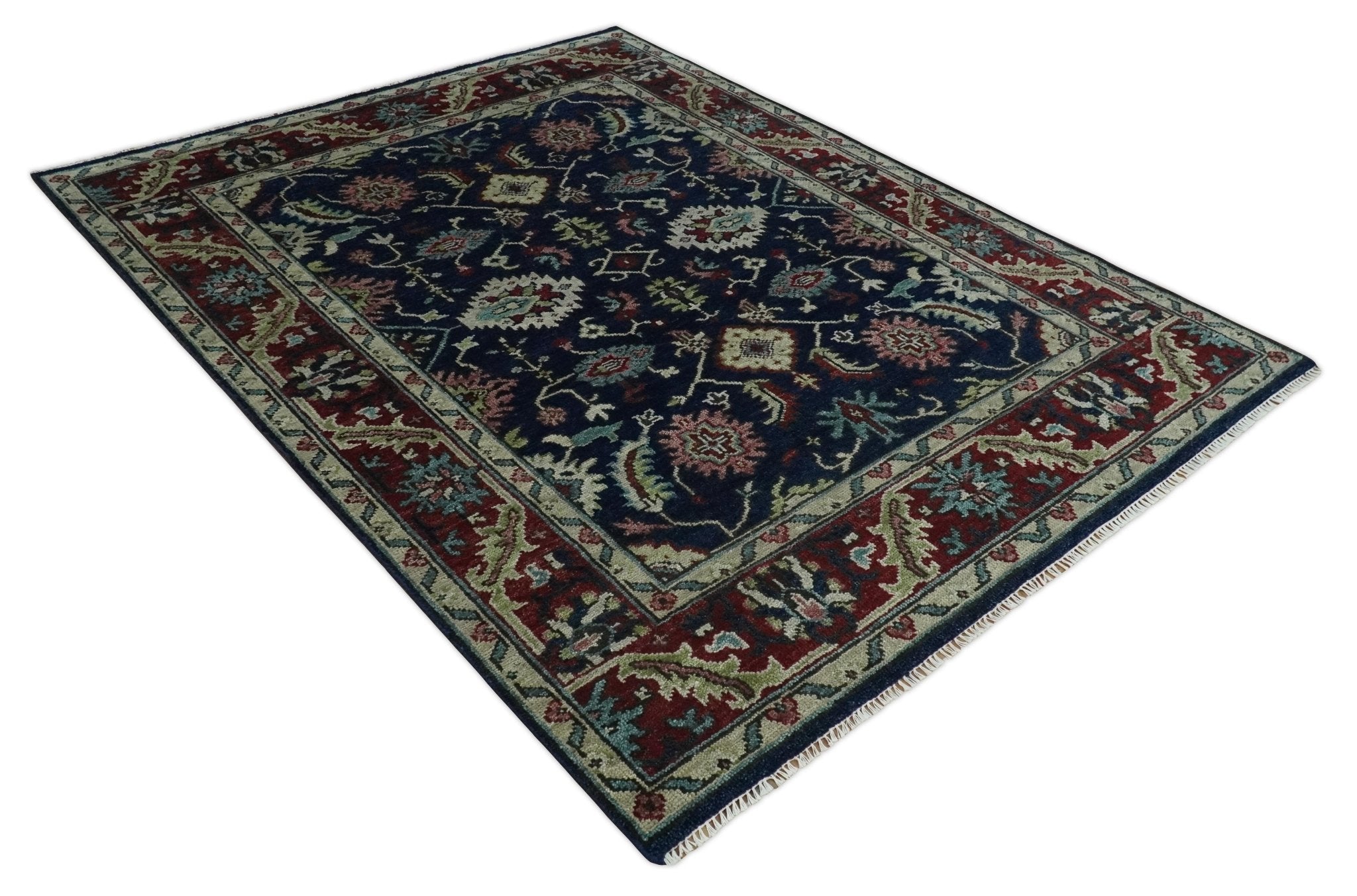 Hand Knotted 8x10, 9x12, 10x14 and 12x15 Black, Rust and Beige Antique Oushak Wool Area Rug | TRDCP1122 - The Rug Decor