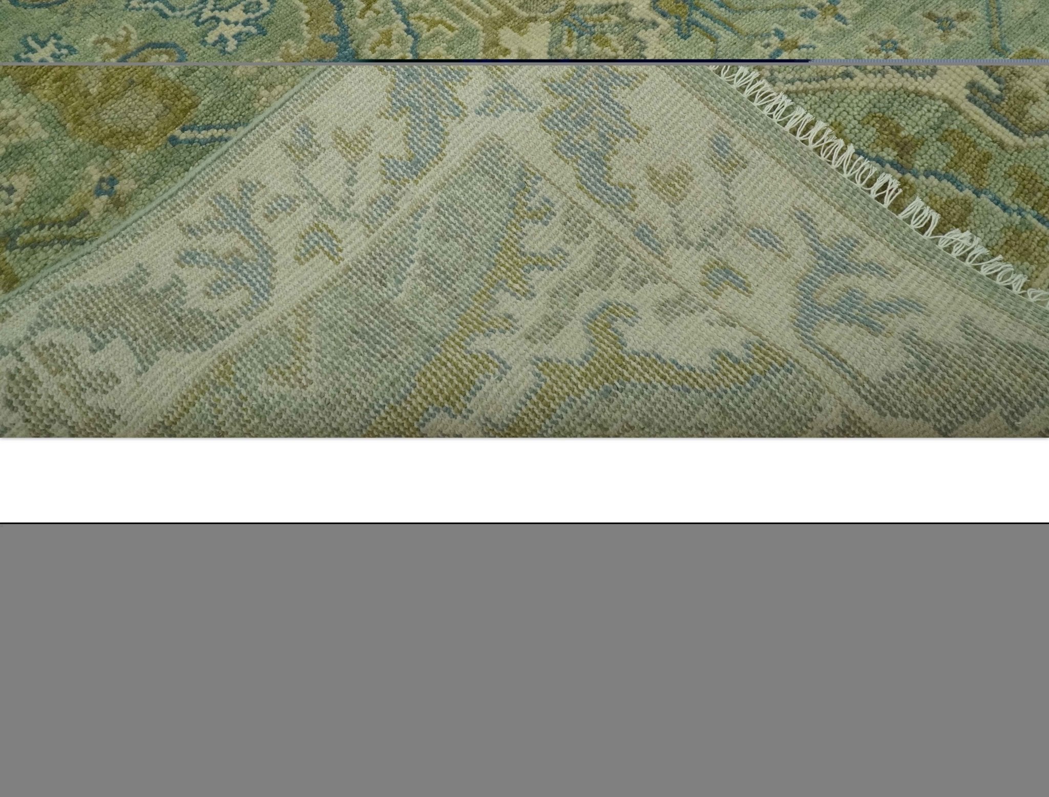Hand Knotted Green, Olive and Teal Traditional Dragon Oushak Design 3x5 wool rug