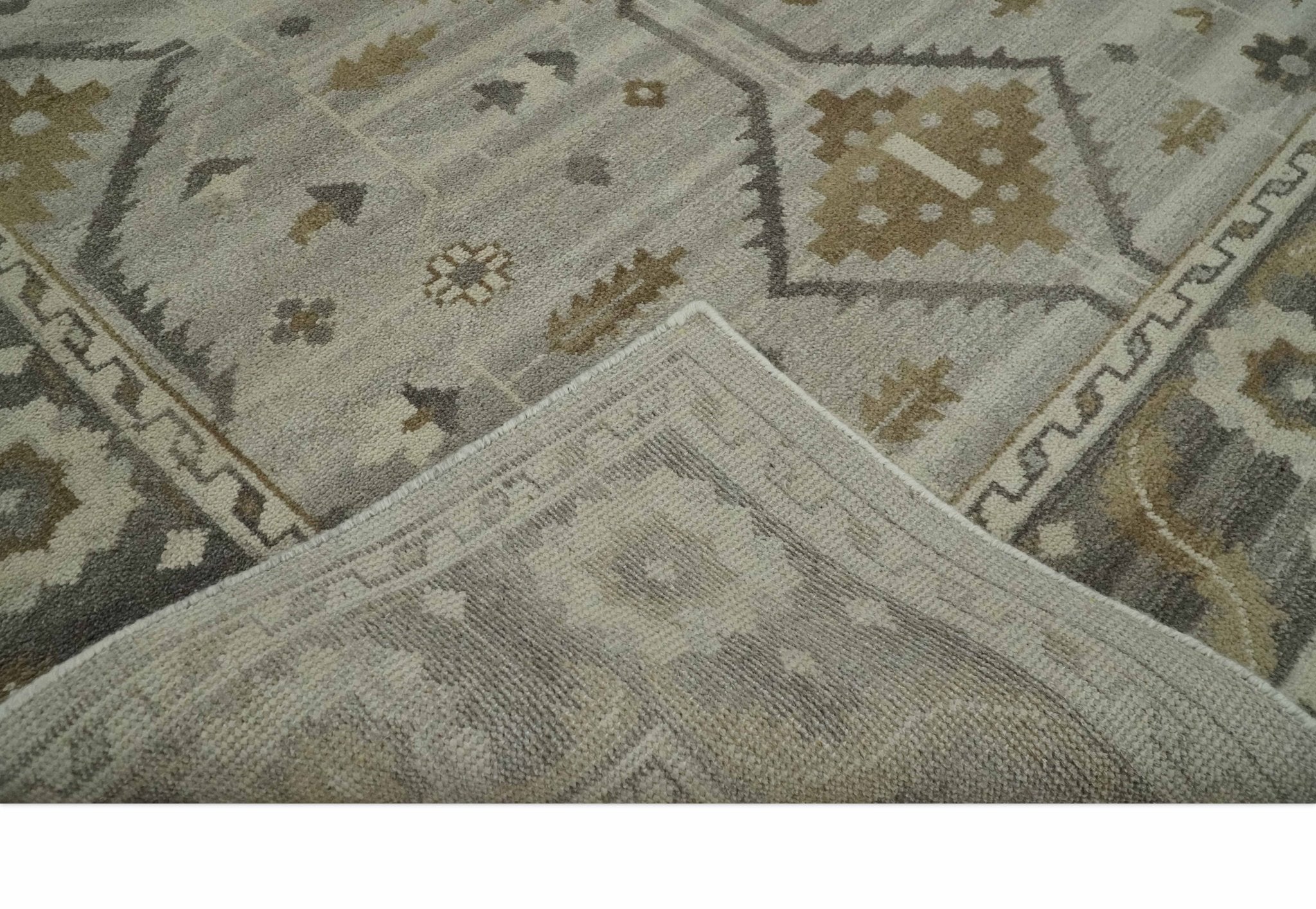 Hand Knotted Ivory, Charcoal and Beige Traditional Floral Multi Size Wool Area Rug - The Rug Decor
