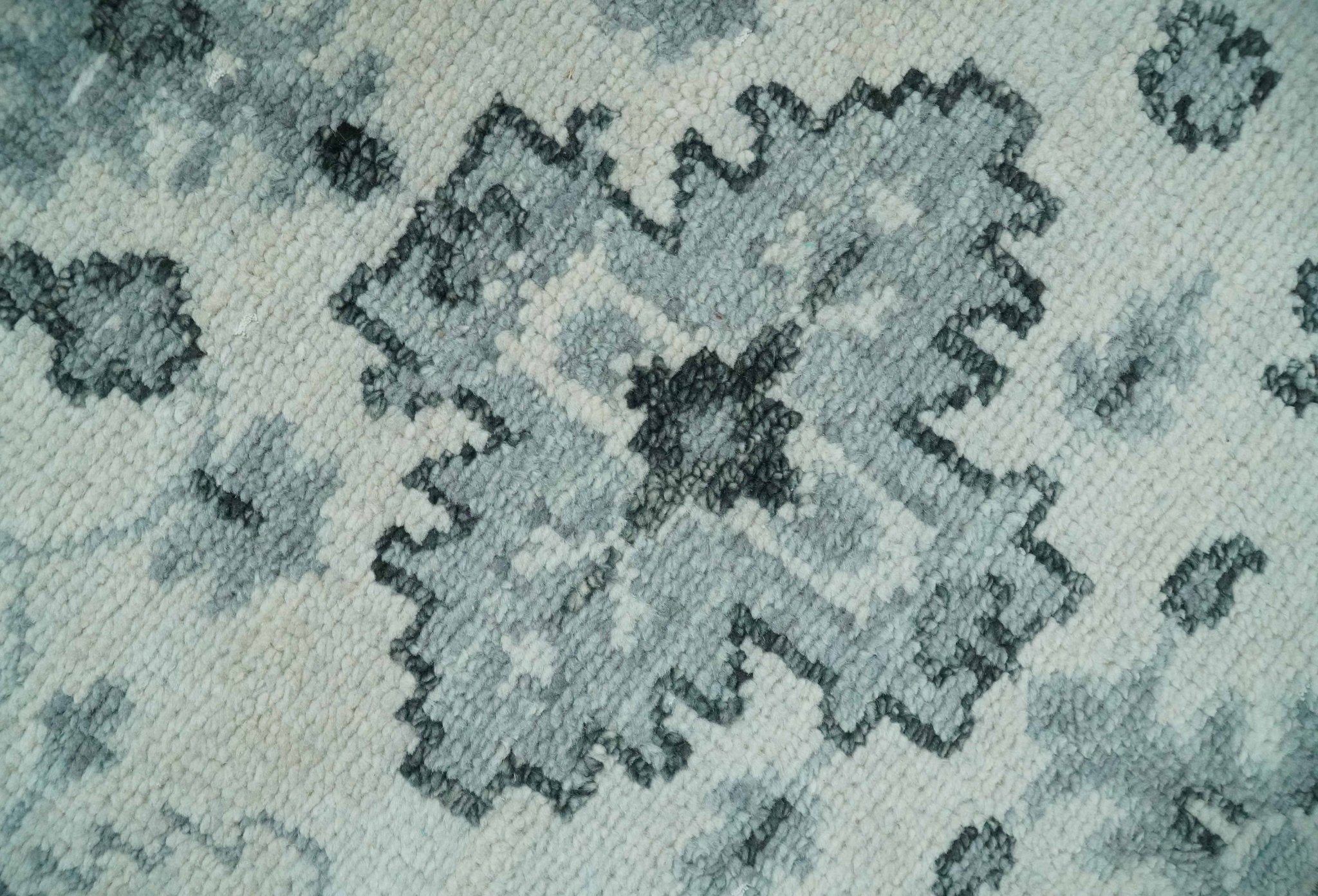 Hand Knotted Multi size 8x10 Ivory, Silver and Charcoal Antique Turkish Oushak Wool Area Rug | TRD2790 - The Rug Decor