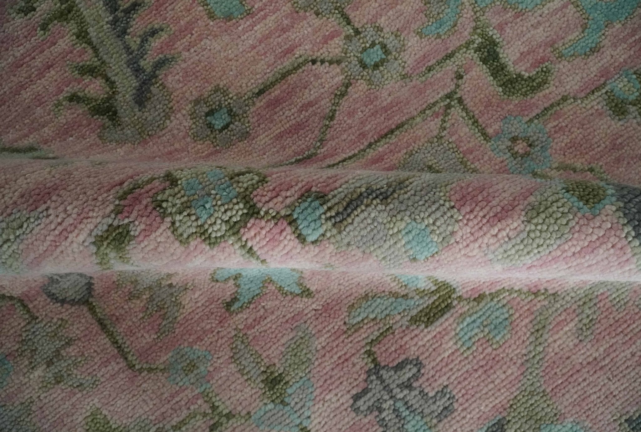 Hand Knotted Pink and Aqua Oriental Oushak Multi Size Traditional Wool Area Rug, Living Room and Bedroom Rug - The Rug Decor