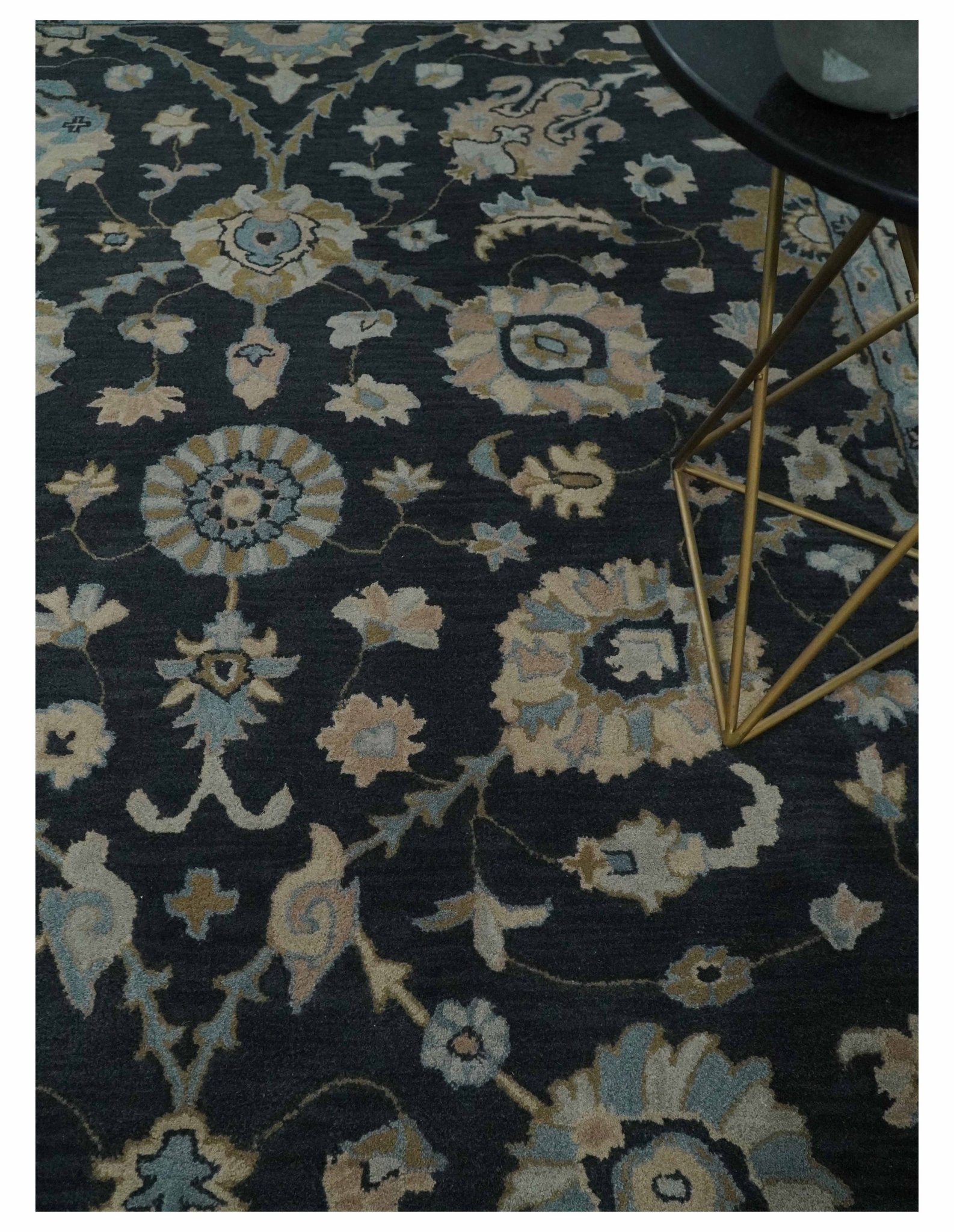 Hand Tufted Black and Silver Modern Turkish Oushak Style Rug, Kids, Living Room and Bedroom Rug | TRD6501 - The Rug Decor