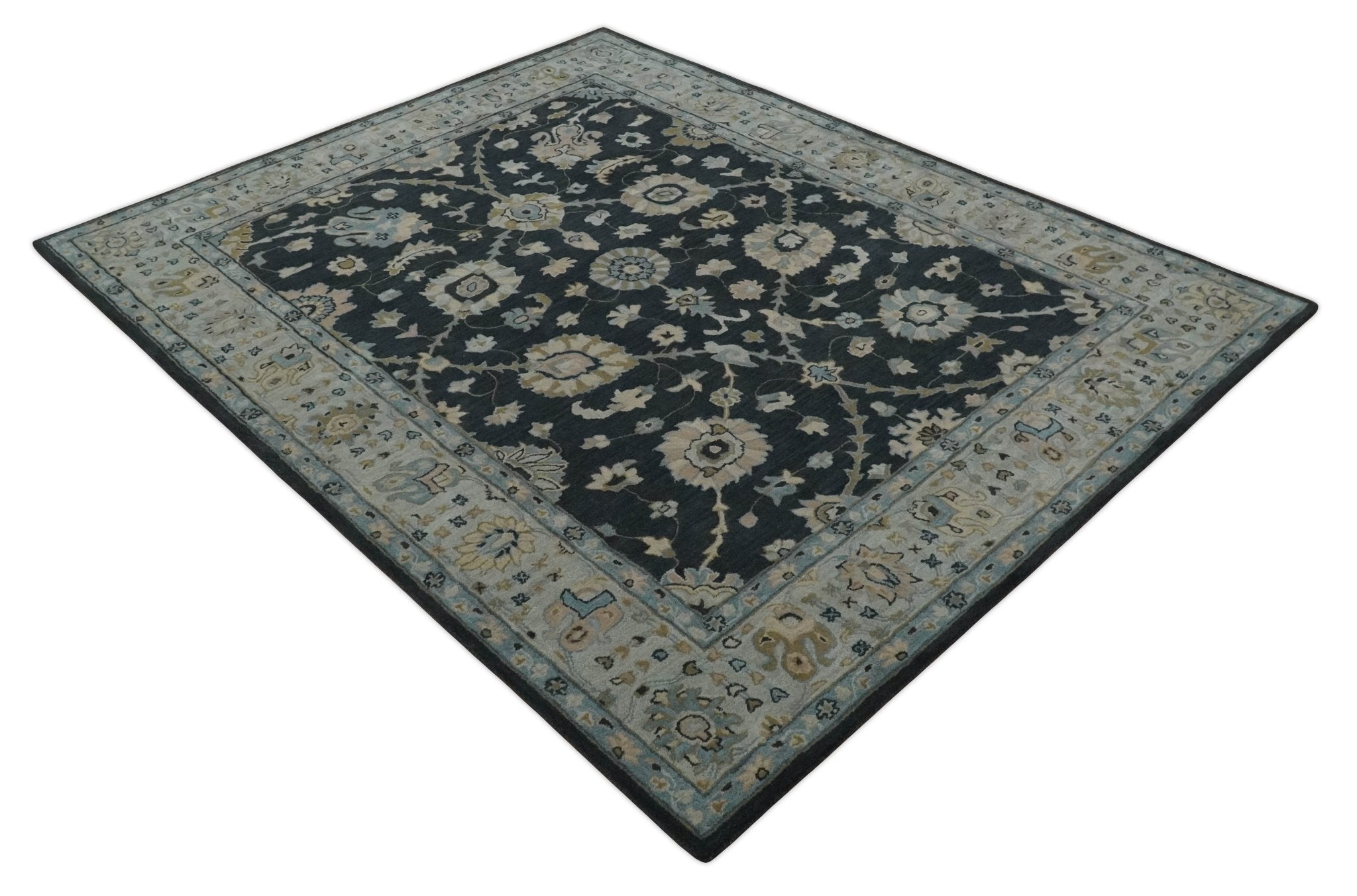 Hand Tufted Black and Silver Modern Turkish Oushak Style Rug, Kids, Living Room and Bedroom Rug | TRD6501 - The Rug Decor