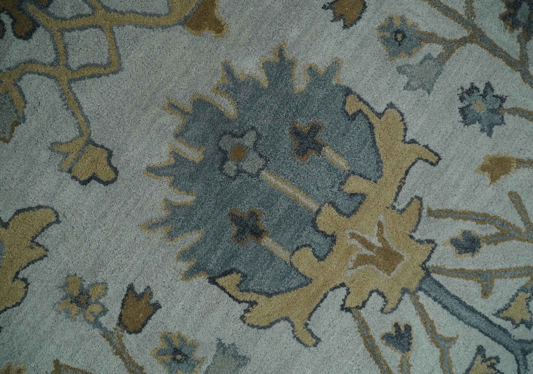 Hand Tufted Silver and Blue Donegal Oushak Rug, 8x10, 9x12 Multi Size Living Room and Bedroom Rug | TRD6499 - The Rug Decor