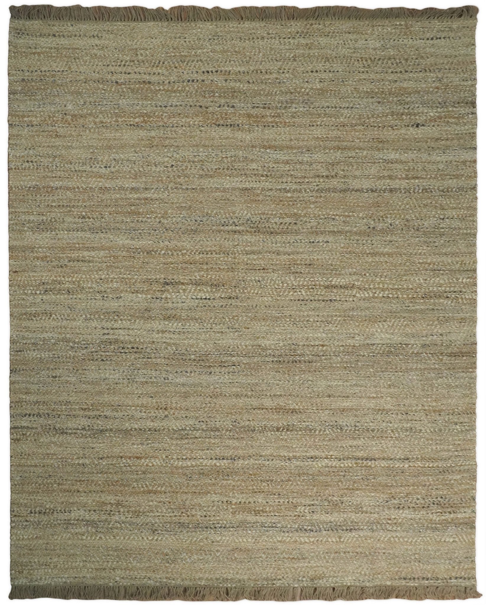 Hand Woven Jute and Wool Rug in Natural Fiber Brown and Ivory