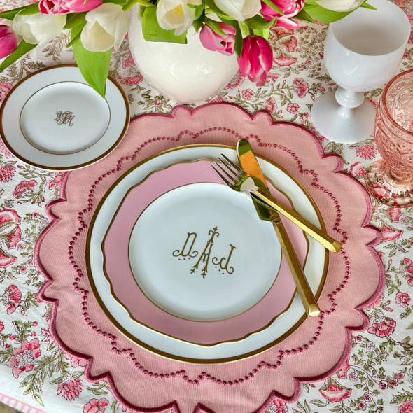 HARMONY PINK ROUND FABRIC PLACEMAT