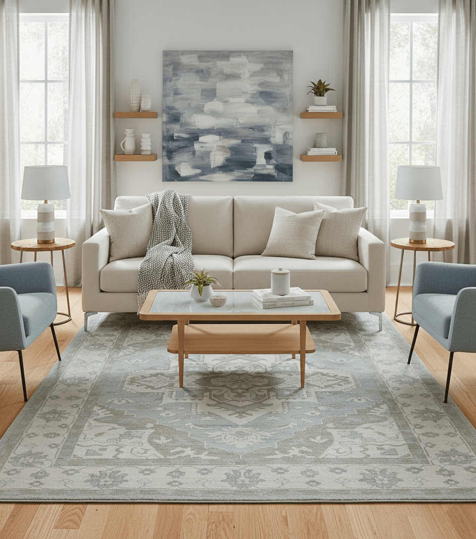 Ivory, Silver and Olive Traditional Heriz Medallion Hand Knotted Multi Size wool Area Rug