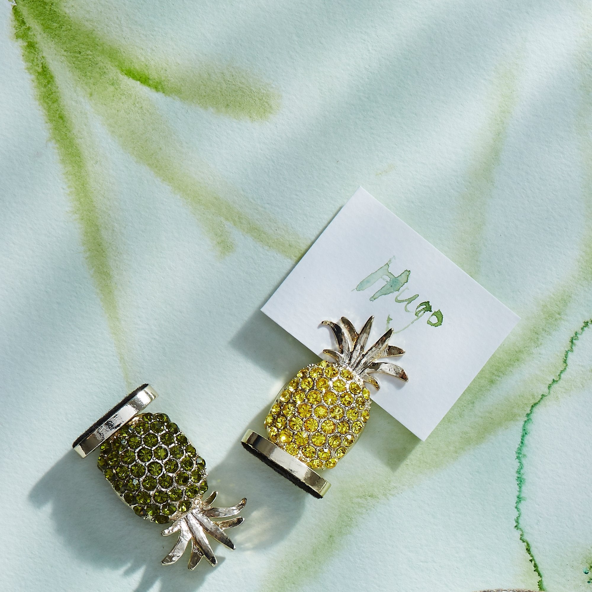Pineapple placecard holders, olive, set of two - The Mayfair Hall