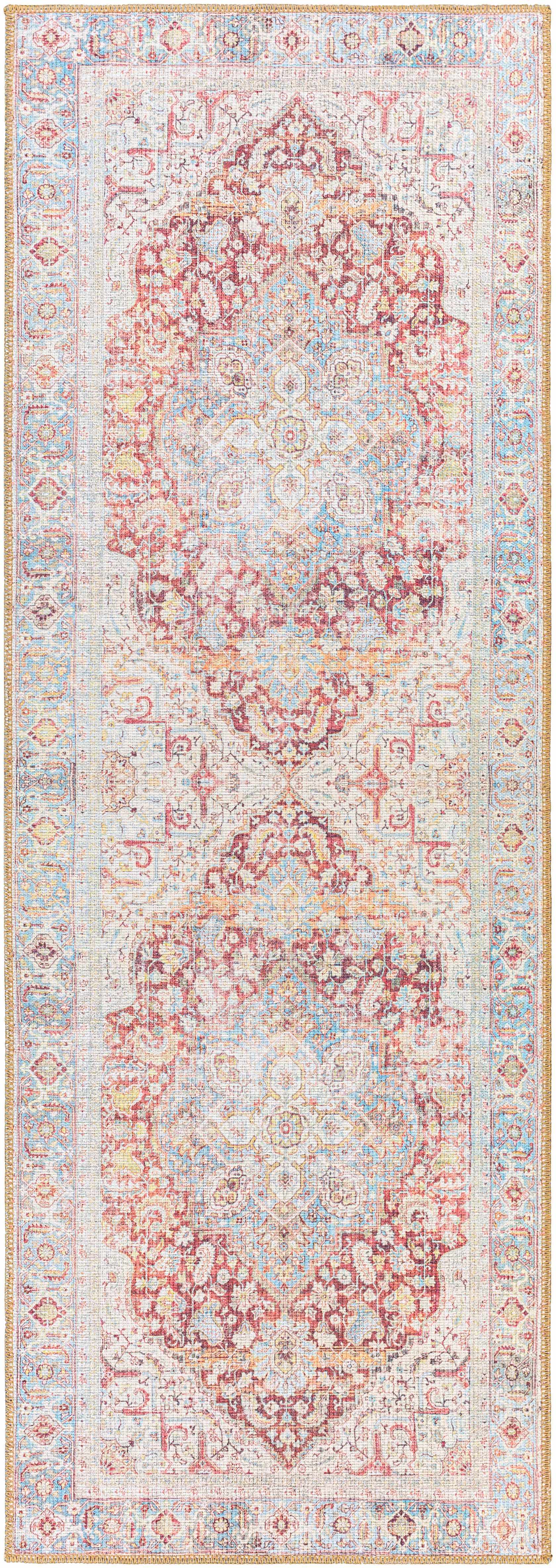 Leeston Vintage Polyester Area Rug in Cream and Rust