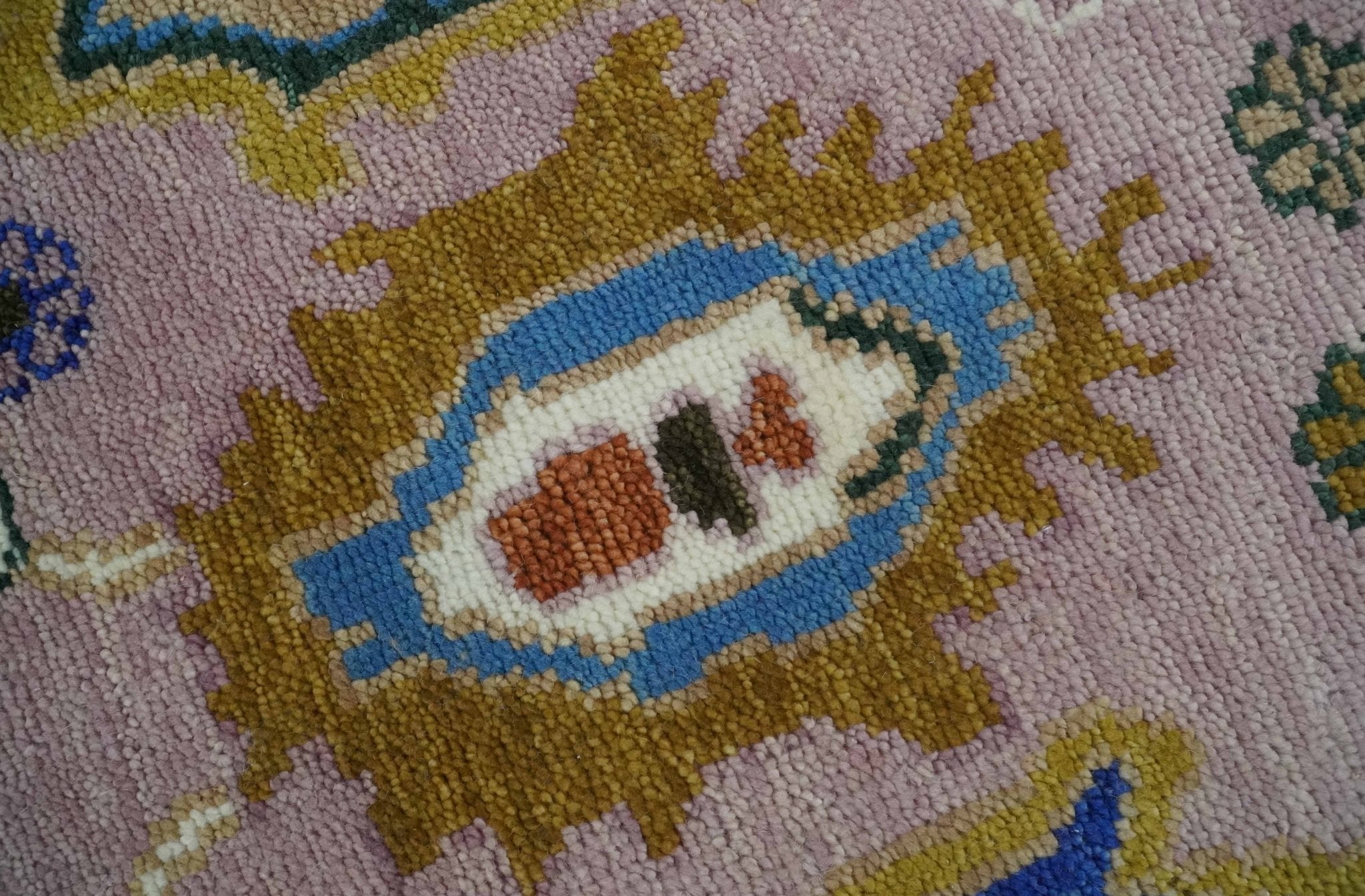 Light Purple, Ivory and Blue Hand knotted Traditional Oushak Multi Size wool Area Rug - The Rug Decor