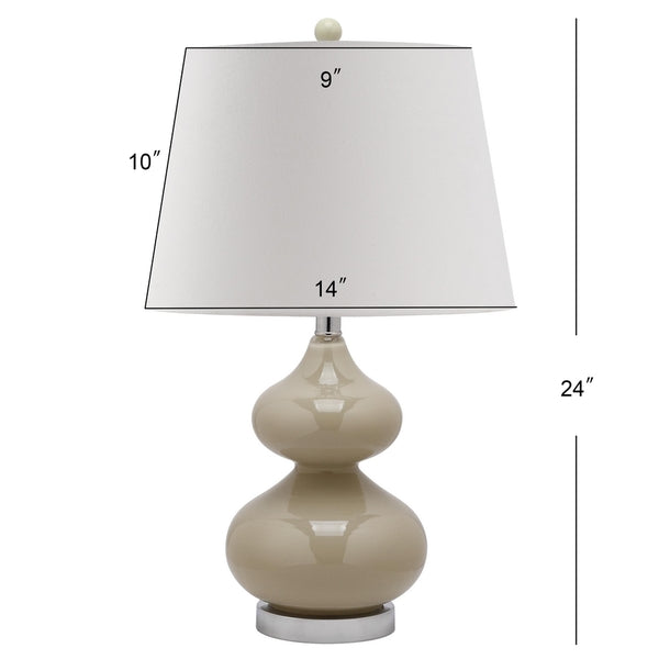 Eva Glass Double Gourd Table Lamp in Taupe with Off White Cotton Shade (Set of 2)