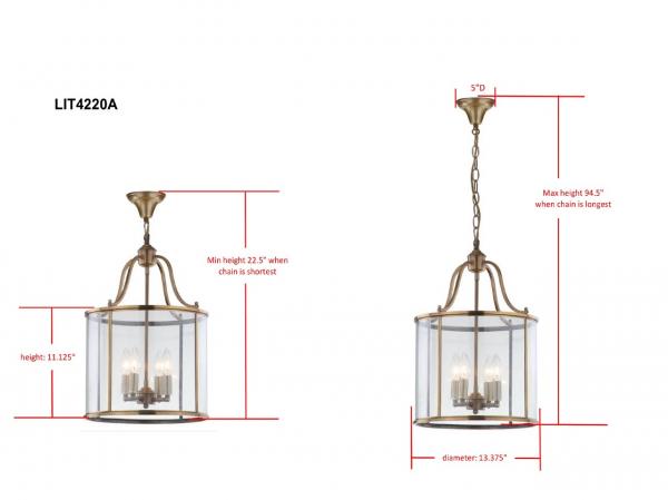 Sutton Place Steel Pendant in Brass with Clear Glass Shade