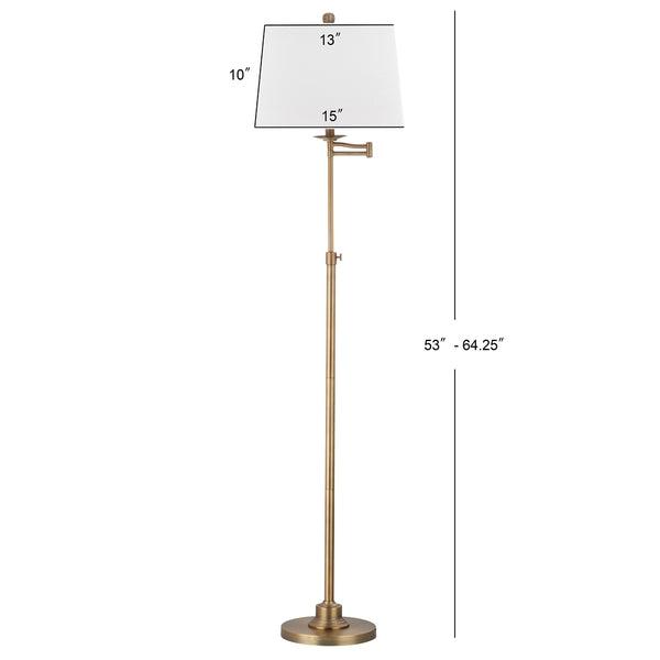 Nadia Adjustable Floor Lamp in Gold with Off White Cotton Shade