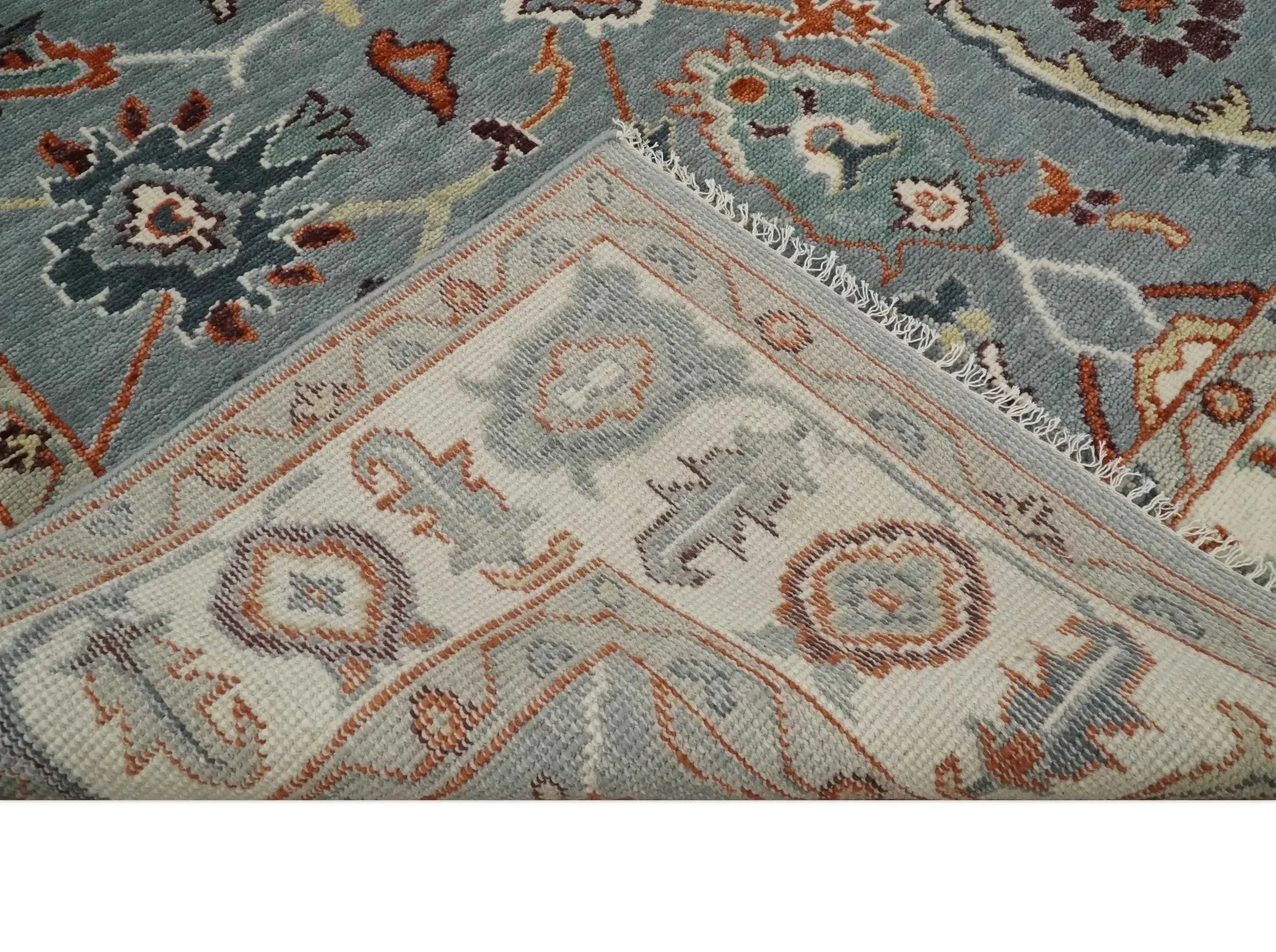 Hand Knotted Gray and Ivory Traditional Oriental Oushak Custom Made Wool Area Rug - The Mayfair Hall