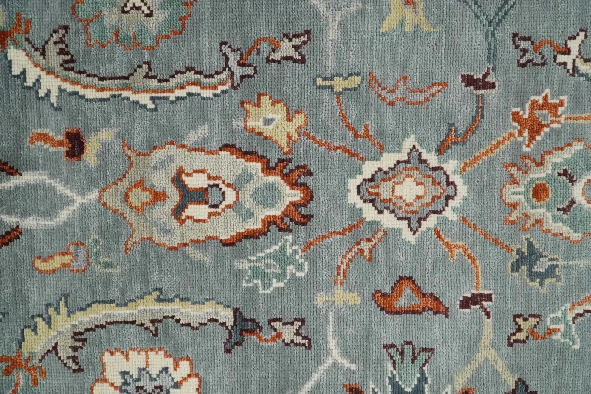Hand Knotted Gray and Ivory Traditional Oriental Oushak Custom Made Wool Area Rug - The Mayfair Hall