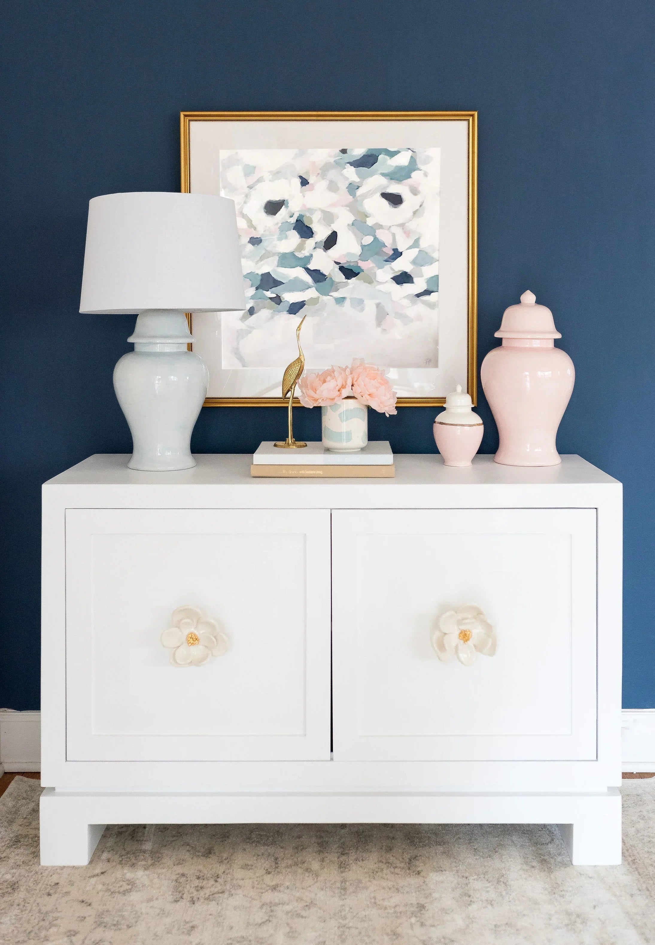 Hydrangea Light Blue Ginger Jar Lamp - The Mayfair Hall