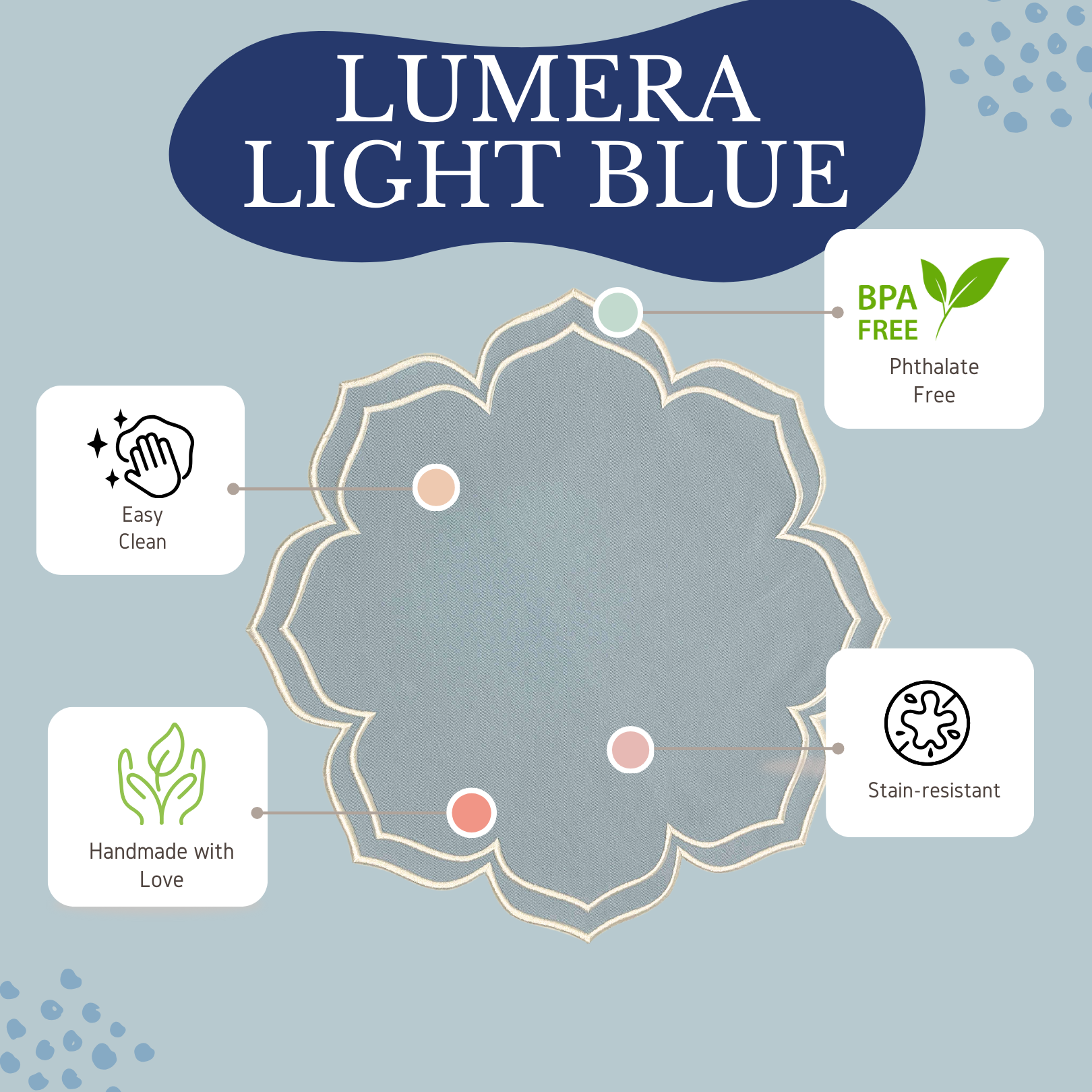 LUMERA LIGHT BLUE WAVY EDGE FABRIC PLACEMAT