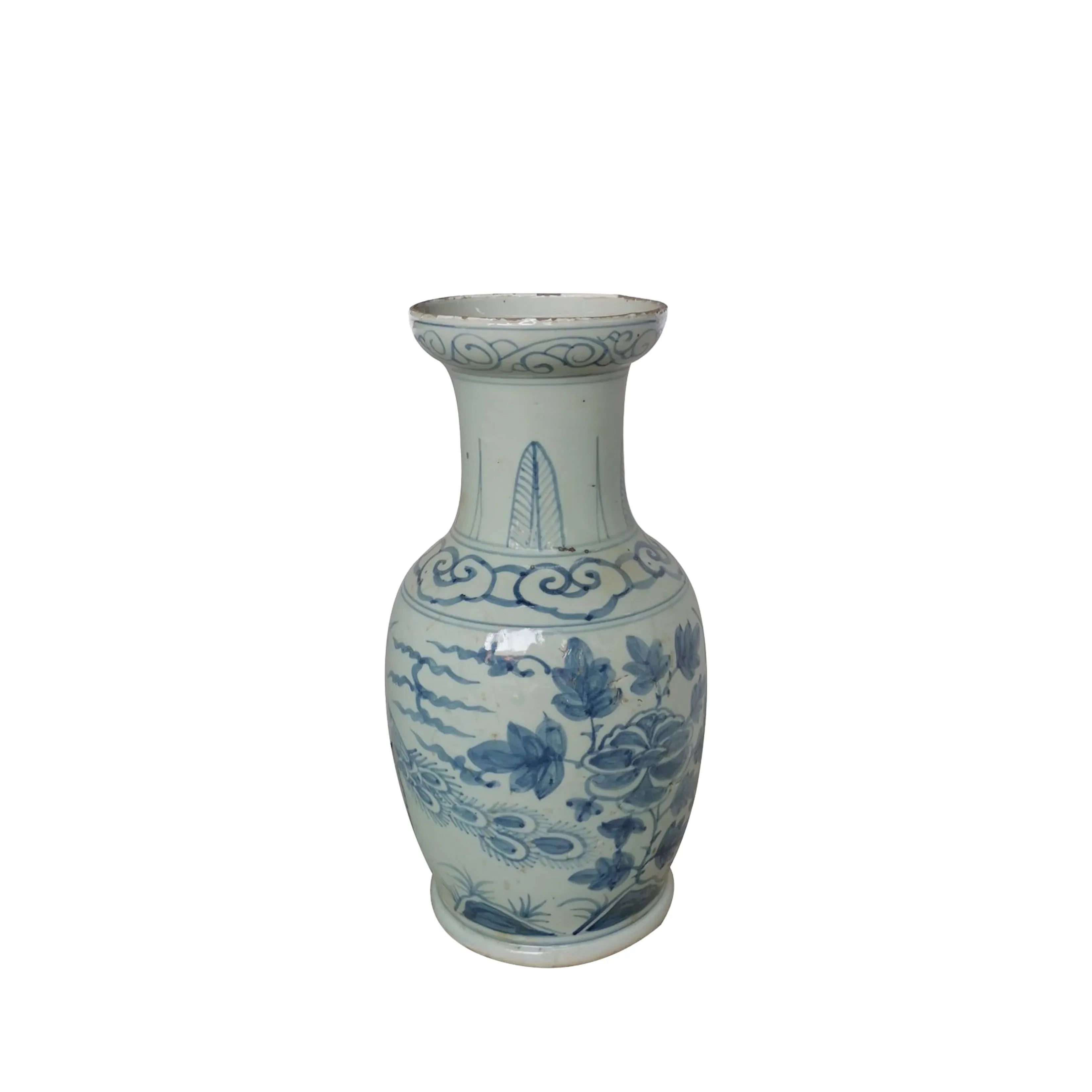 Blue And White Bird Vase With Dish-shaped Mouth - The Mayfair Hall