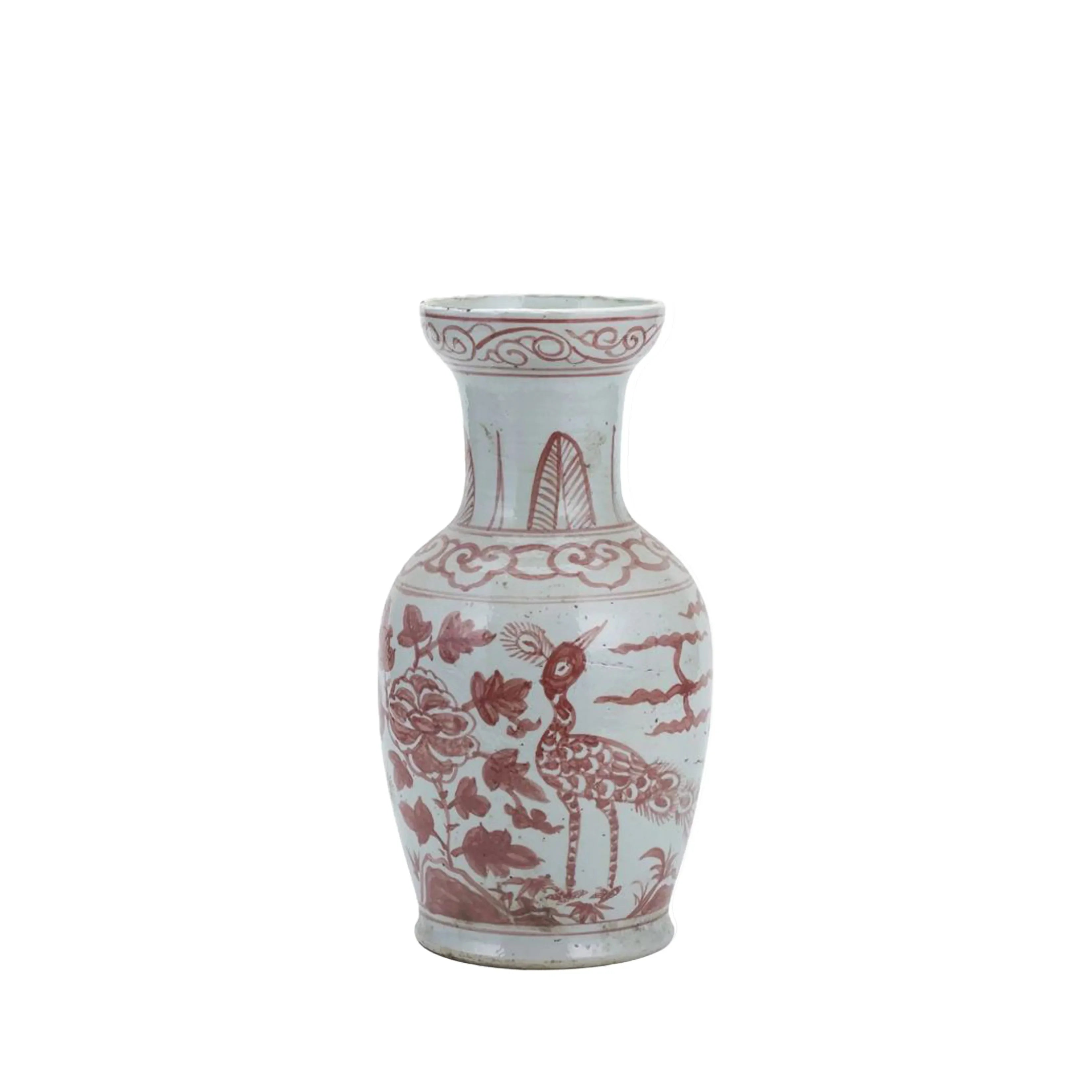 Coral Red Bird Vase With Dish-shaped Mouth Small - The Mayfair Hall