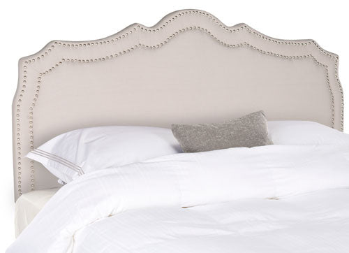 Skyler Headboard in Taupe with Silver Nail Head