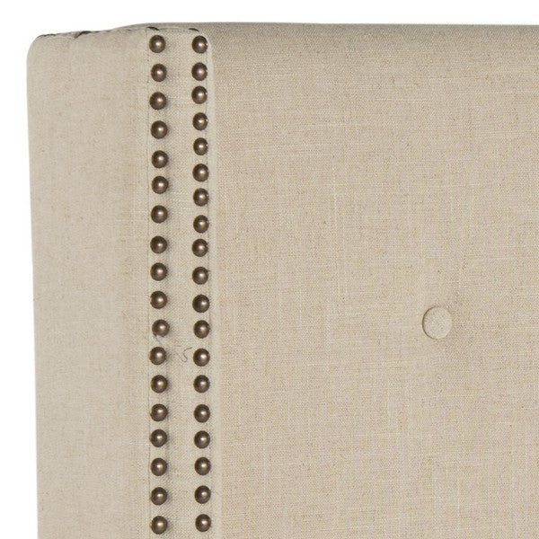 Keegan Linen Headboard in Hemp with Brass Nail Head Trim