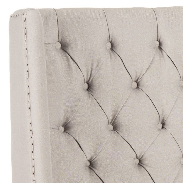 London Tufted Linen Headboard in Taupe with Flat Nail Heads