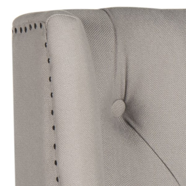 London Tufted Linen Headboard in Taupe with Flat Nail Heads