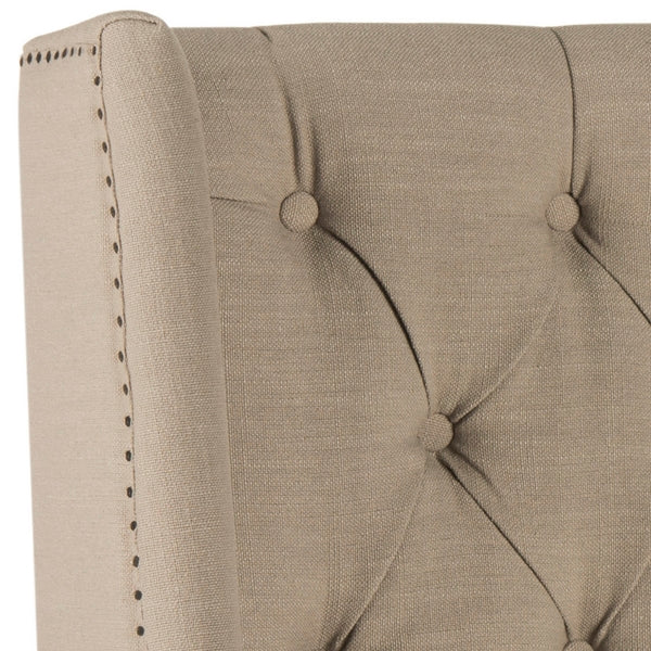 London Taupe Tufted Linen Headboard with Flat Nail Heads
