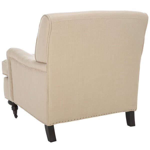 Chloe Club Chair in Antique Gold with Espresso Wood Legs