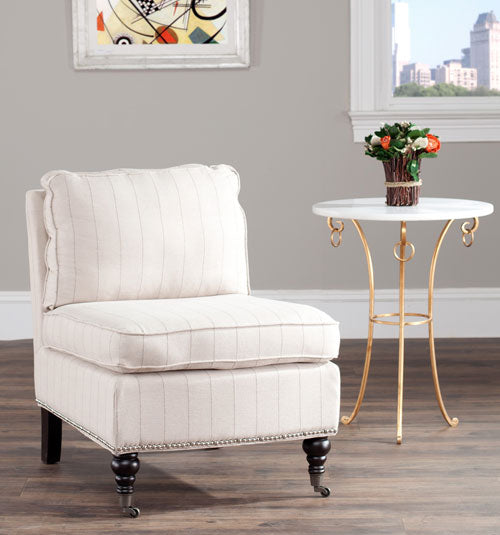 Randy Linen Slipper Chair in Flax Beige