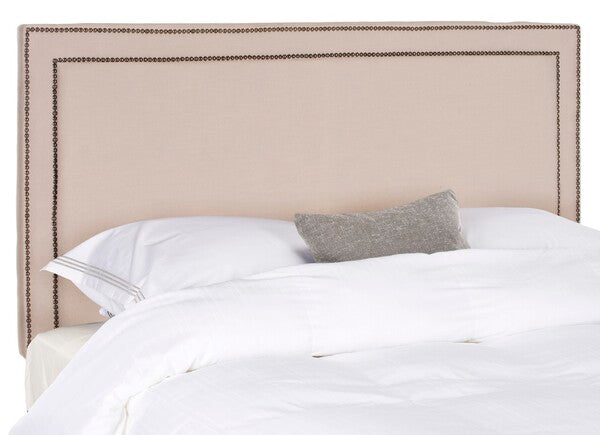 Cory Headboard in Taupe with Brass Nail Head