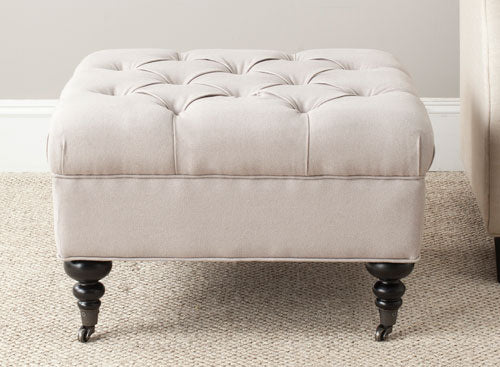 Angeline Taupe-Espresso Tufted Ottoman - The Mayfair Hall