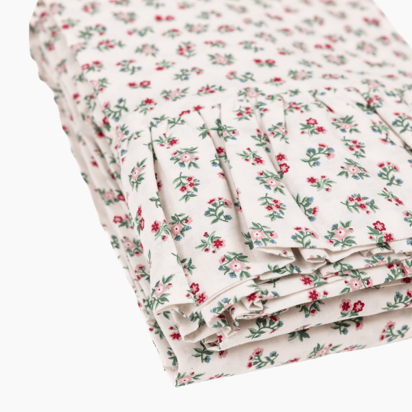 Mildred Floral Cream 120" Round Ruffled Tablecloth