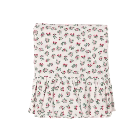 Mildred Floral Cream Ruffled Organic Cotton Tablecloth by Trudie — 120″ × 80″