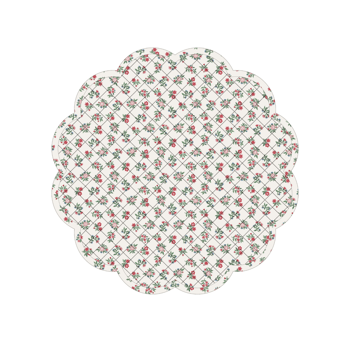 Mildred Floral Cream Round Scalloped Placemat