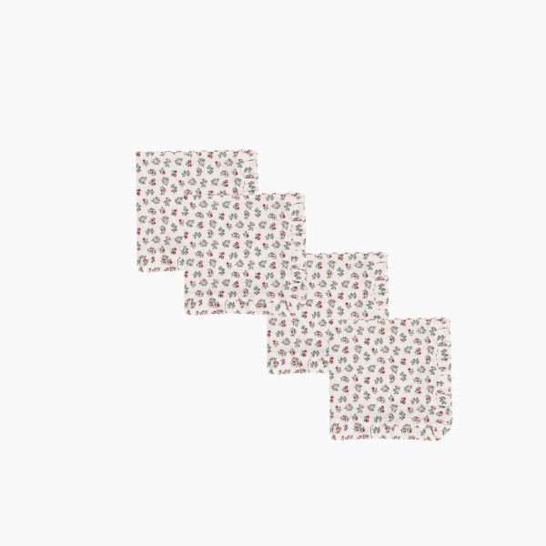 Mildred Floral Cream Ruffled Napkins, Set of 4