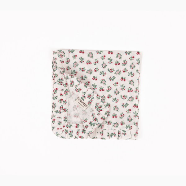 Mildred Floral Cream Ruffled Napkins, Set of 4