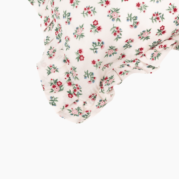 Mildred Floral Cream Ruffled Throw Pillow
