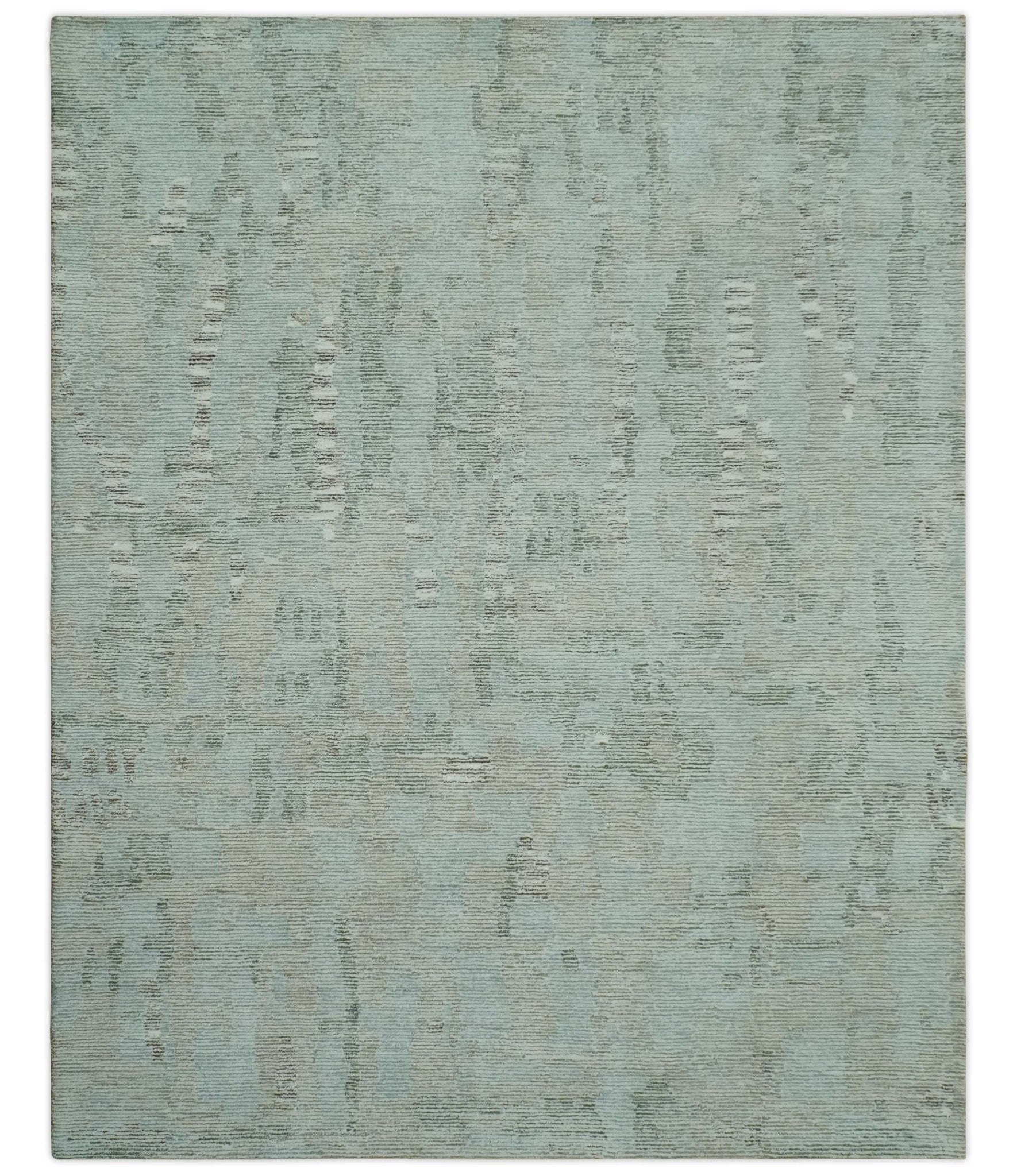 Modern Abstract Teal, Olive and Ivory Hand Tufted Multi Size wool area rug - The Rug Decor