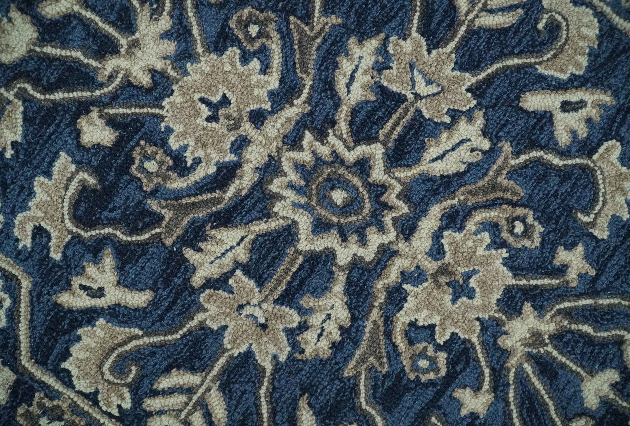 Multi Size Hand Tufted Blue and Beige Traditional Medallion 8x10, 9x12 Antique Style Rug, Kids, Living Room and Bedroom Rug | TRD6441 - The Rug Decor