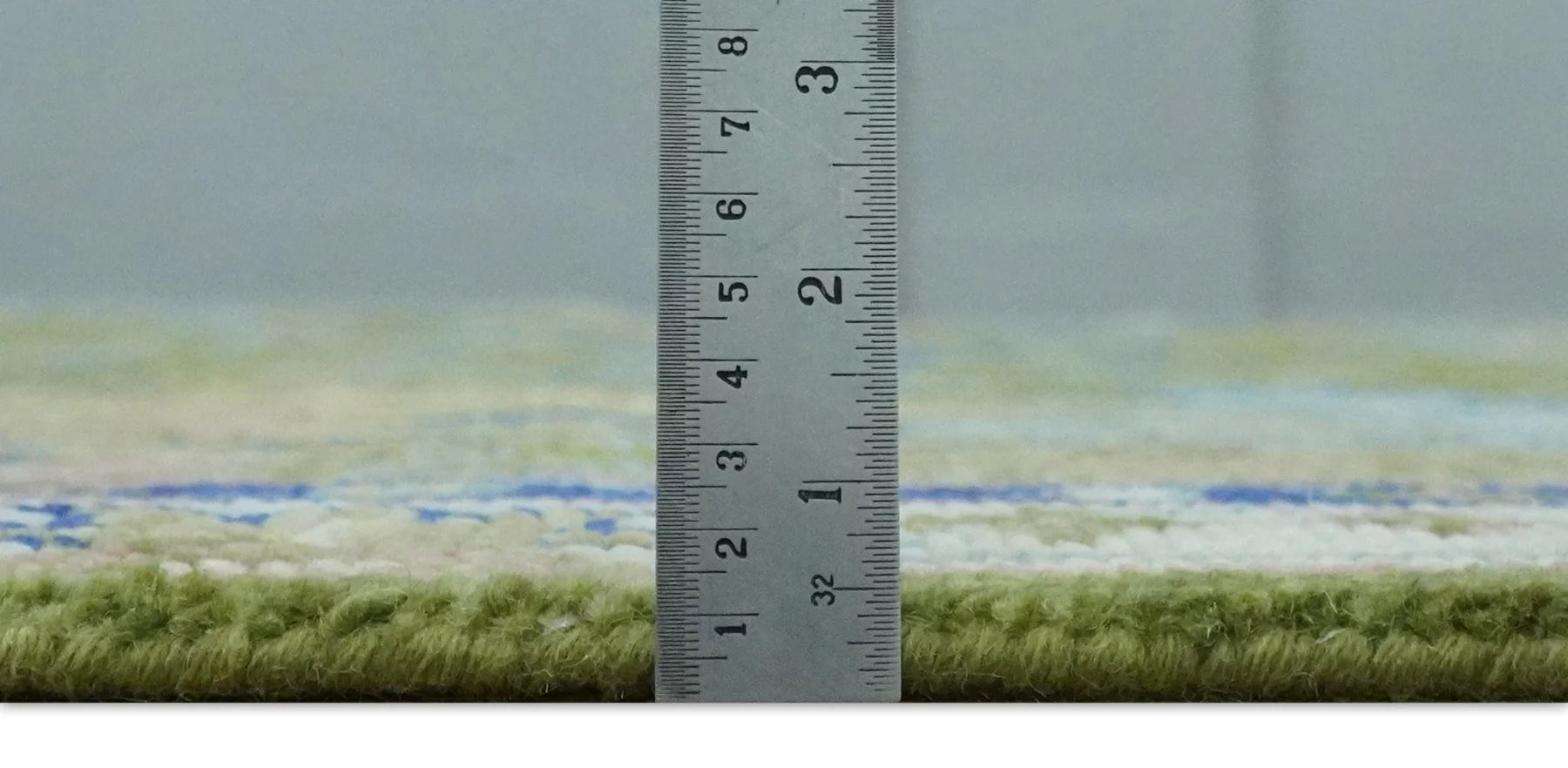 Multi size Moss Green, Blue, and Peach Hand Knotted Vibrant colorful Donegal Wool Rug