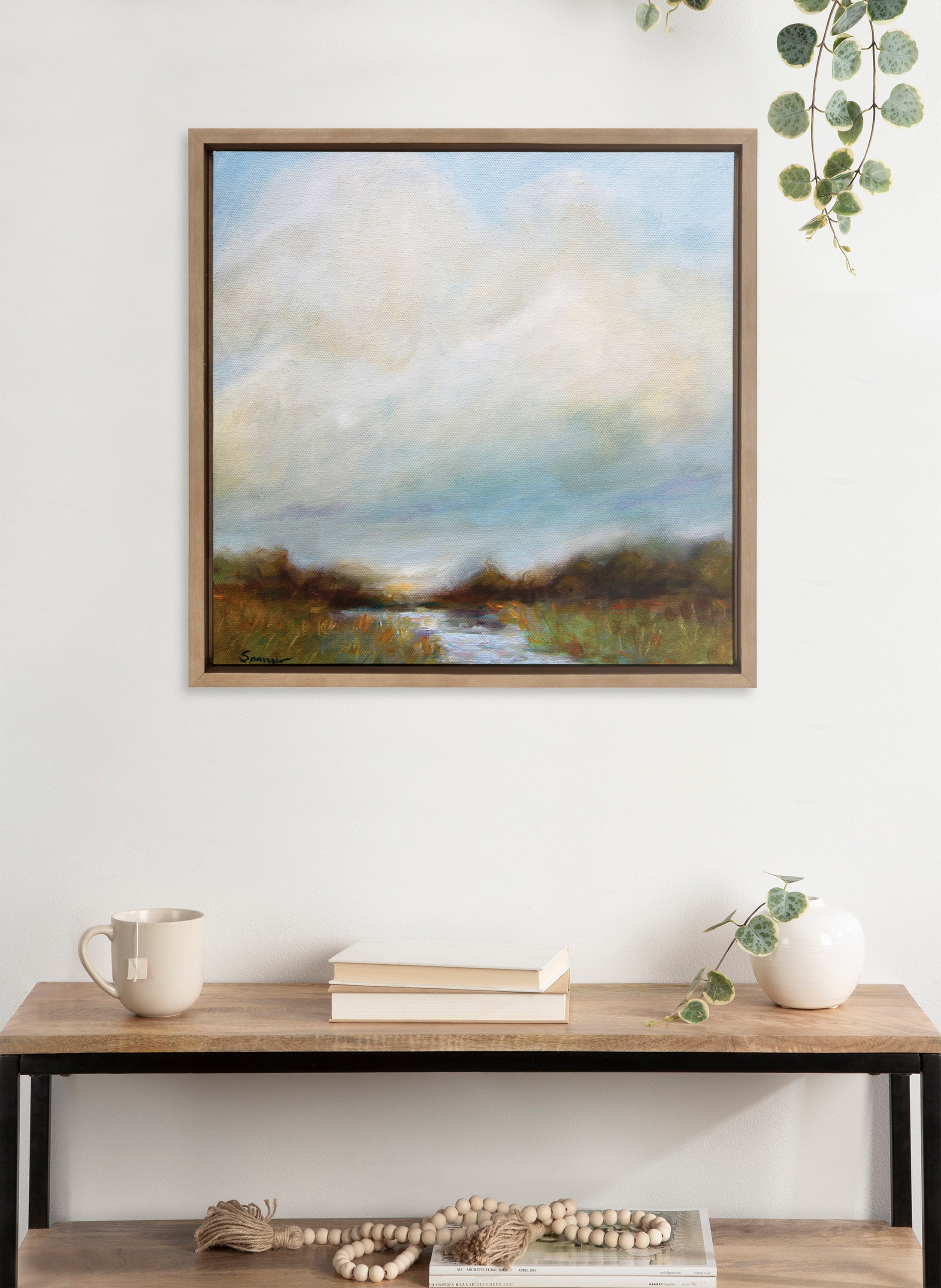 Sylvie Tranquility Framed Canvas by Mary Sparrow