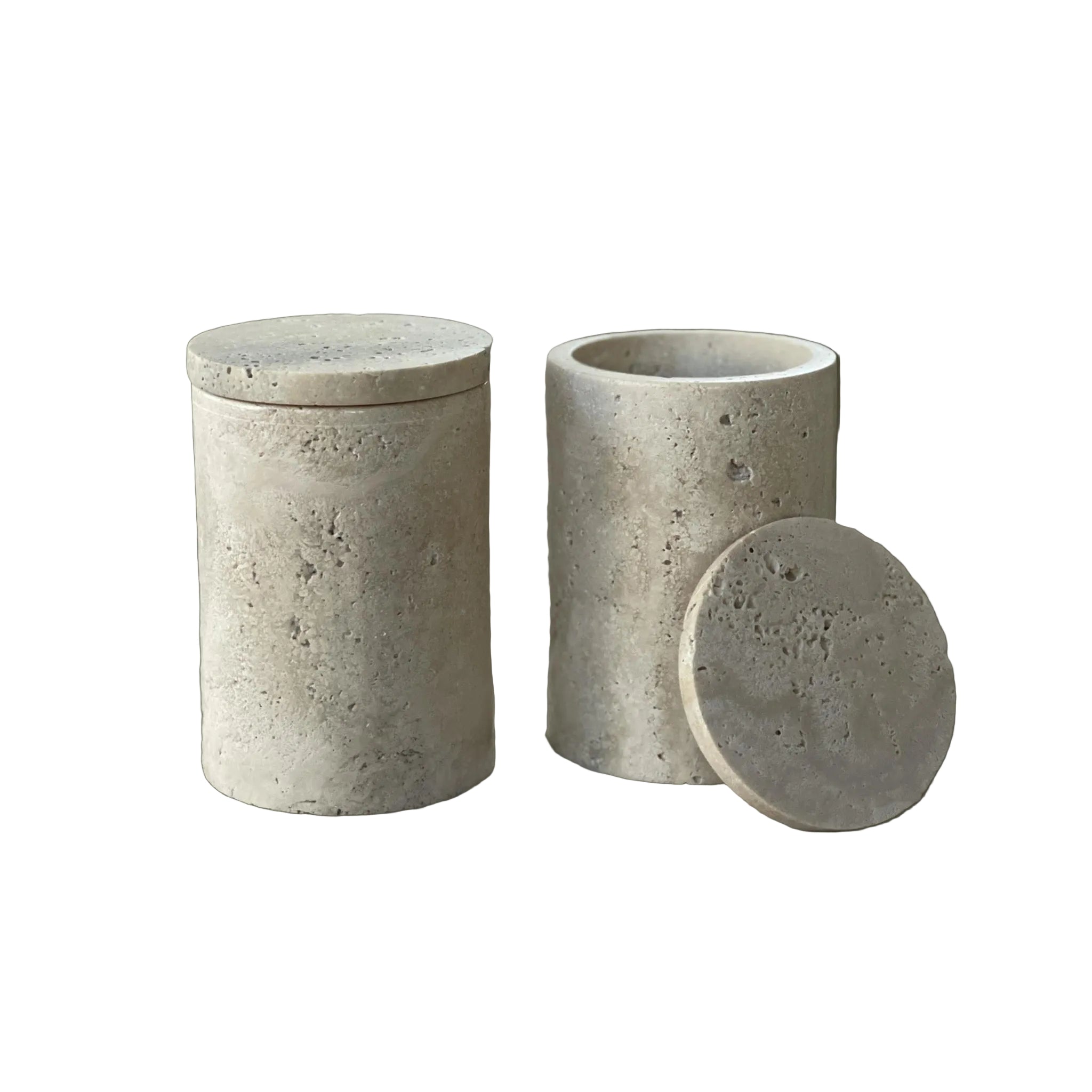 Jar Duo in Travertine