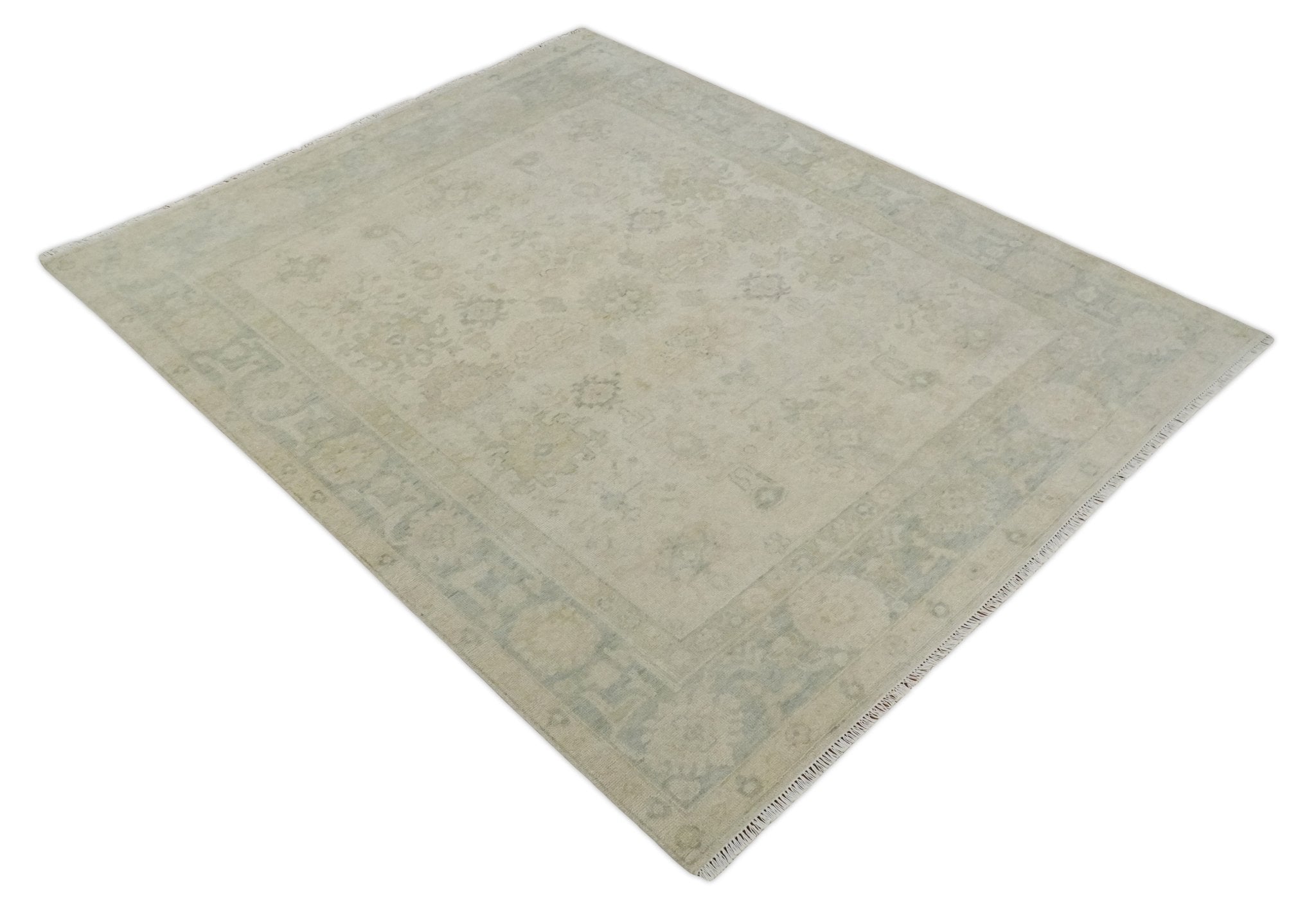 Neutral Tone Traditional Camel and Silver Antique Style Hand knotted Wool Area Rug - The Rug Decor