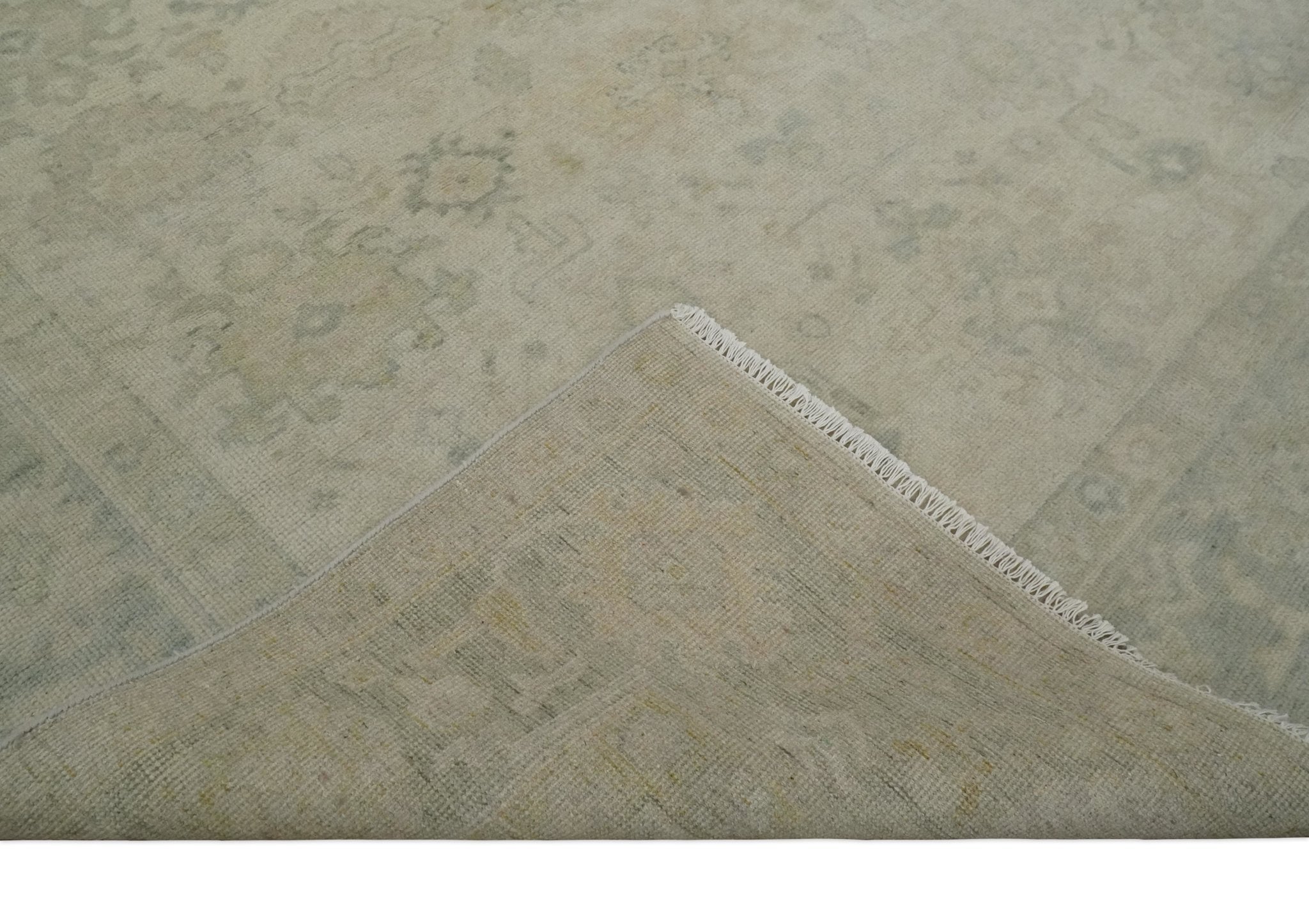Neutral Tone Traditional Camel and Silver Antique Style Hand knotted Wool Area Rug - The Rug Decor