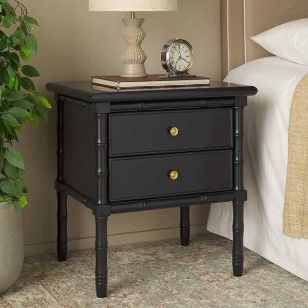 Niah 2 Drawer Nightstand in Black