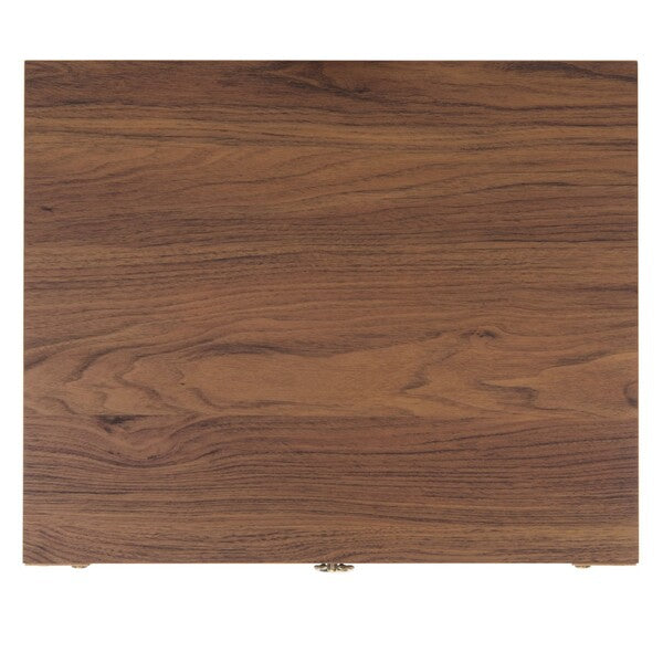Galio 2 Drawer Nightstand in Walnut with Gold Ring Pulls