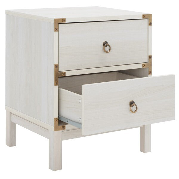 Galio 2 Drawer Nightstand in Bleached White