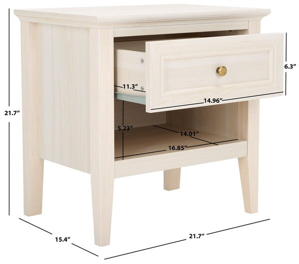 Sondra 1 Drawer 1 Shelf Nighstand in Bleached White