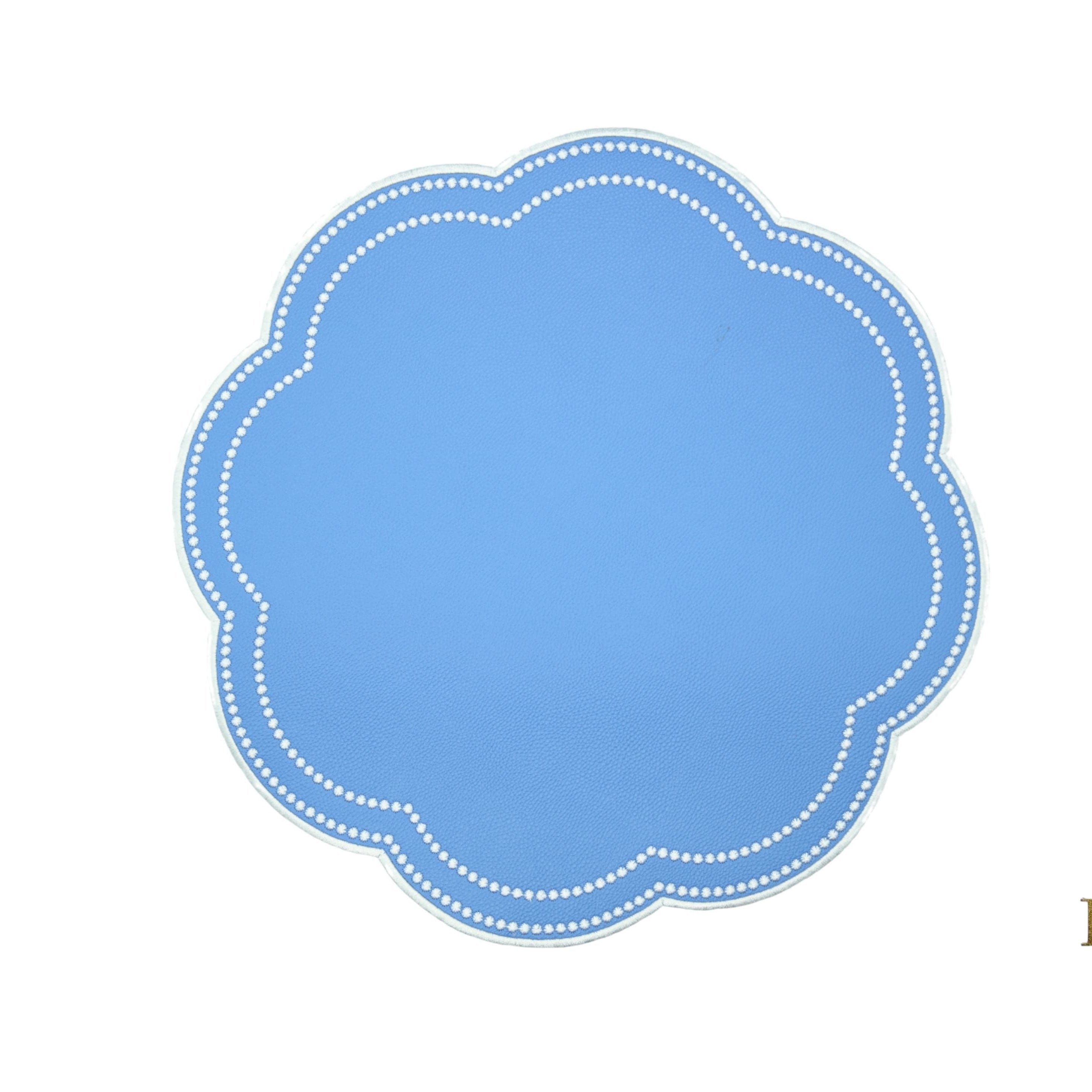 NURTURE LIGHT BLUE SCALLOPED FAUX LEATHER PLACEMAT